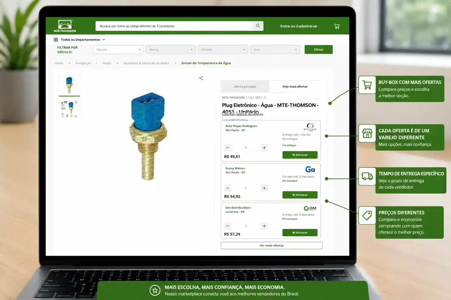Página de produto MTE-THOMSON com ofertas de varejistas comparando preço e prazo de entrega